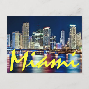 Miami, Florida, Magic City på natten. Vykort