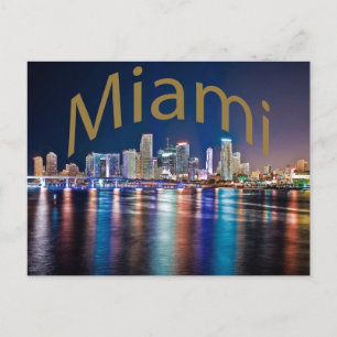 Miami, Florida, Magic City på natten. Vykort