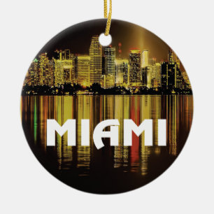 Miami Florida nattfoto Julgransprydnad Keramik