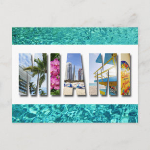 Miami Florida Ocean Beach Travel Photo Vykort