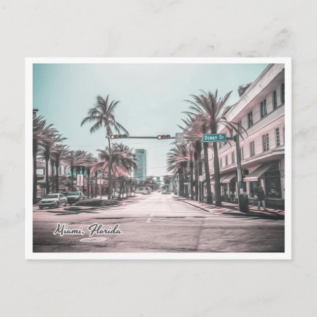 MIAMI FLORIDA OCEAN DR VYKORT (Framsida)
