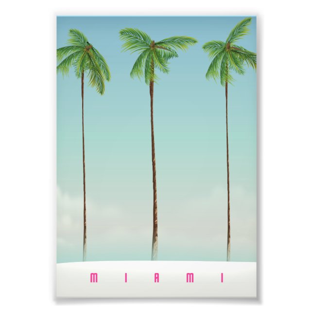 Miami, Florida palm resemålning affisch. Fototryck (Framsidan)
