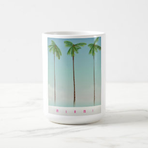Miami, Florida palm resemålning affisch. Kaffemugg