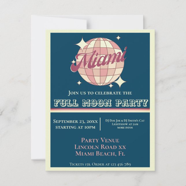 Miami Florida party inbjudan-kort - digital inbjud Inbjudningar (Framsida)