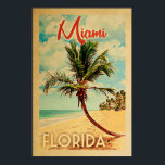 Miami Florida Poster Vintage Handflatan Träd Beach<br><div class="desc">Miami,  vintagens strandreseaffisch.</div>
