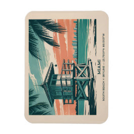 Miami Florida Resa South Beach Minimalistisk Retro Magnet