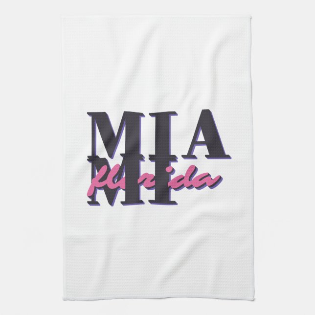 Miami Florida - Retro Bold Typography Graphic Kökshandduk (Vertikal)