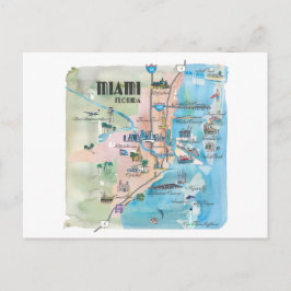Miami Florida Retro Karta Vykort