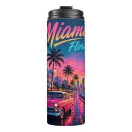 Miami Florida Retro Neon Solnedgång Resa
