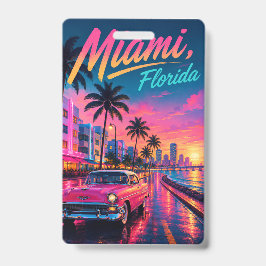 Miami Florida Retro Neon Solnedgång Resa