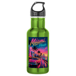 Miami Florida Retro Neon Solnedgång Resa