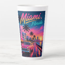 Miami Florida Retro Neon Solnedgång Resa