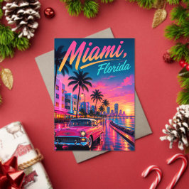 Miami Florida Retro Neon Solnedgång Resa