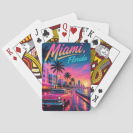 Miami Florida Retro Neon Solnedgång Resa Casinokort