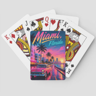 Miami Florida Retro Neon Solnedgång Resa Casinokort