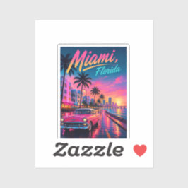 Miami Florida Retro Neon Solnedgång Resa Klistermärken