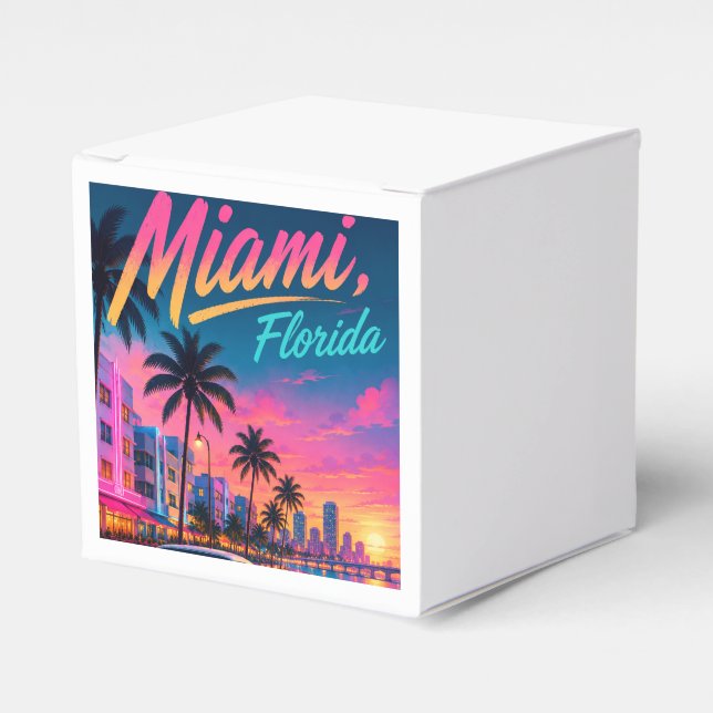 Miami Florida Retro Neon Solnedgång Resa Presentaskar (Framsidan Sidan)