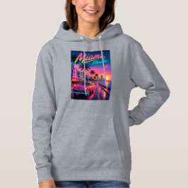 Miami Florida Retro Neon Solnedgång Resa T Shirt