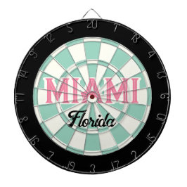 MIAMI Florida Rosa text Ljus turkos Vit Svart Darttavla
