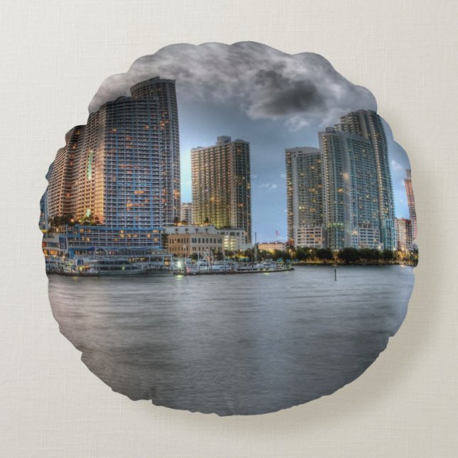 Miami Florida Rund Kudde (Framsidan)