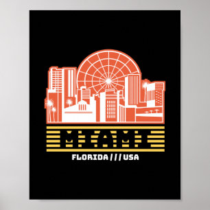 Miami Florida Siluett Retro Resegrafik Design Poster