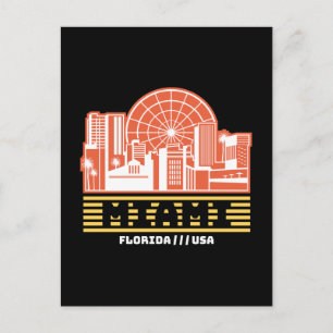 Miami Florida Siluett Retro Resegrafik Design Vykort