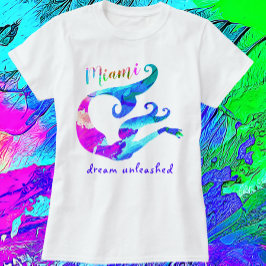 Miami Florida Sjöjungfru Dream Unleaschand Art T Shirt