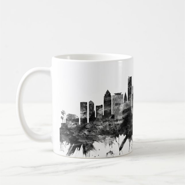 Miami Florida Skyline BW Kaffemugg (Vänster)