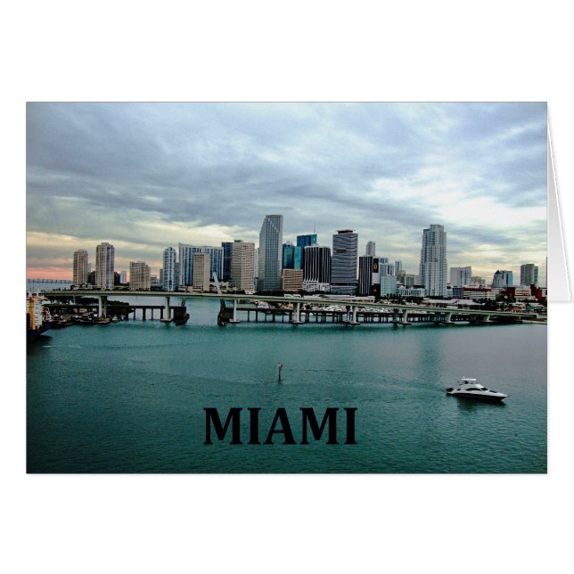 Miami Florida Skyline Hälsningskort (Framsidan Horizontal)