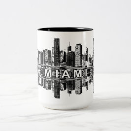 Miami, Florida skyline i svart Två-Tonad Mugg
