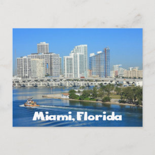 Miami Florida Skyline och Harbour - Förenta stater Vykort