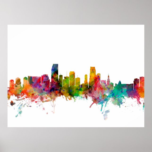Miami Florida Skyline Poster (Framsidan)