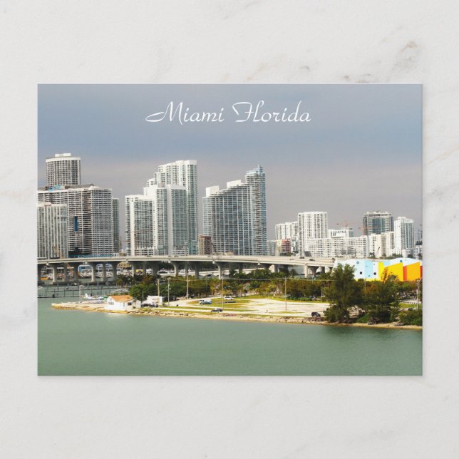 Miami Florida, Skyline, Tall byggnad, Bridge Vykort (Framsida)