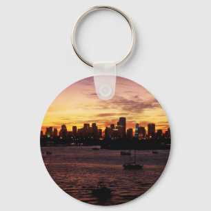 Miami Florida Skyline vid Sunset Nyckelring
