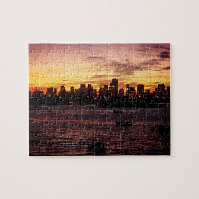 Miami Florida Skyline vid Sunset Pussel (Horisontell)