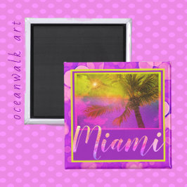 Miami Florida Sol och Handflatan Träd Magnet