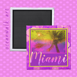 Miami Florida Sol och Handflatan Träd Magnet