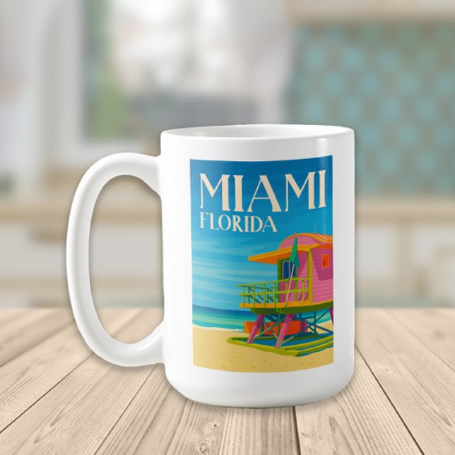 Miami Florida South Beach Life Guard Art Deco Kaffemugg (Miami, Florida coffee mug)