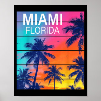 Miami Florida Strand Vintage Solnedgång Sommarlov Poster