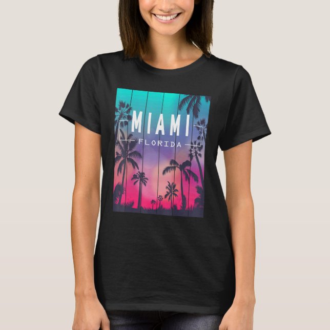 Miami Florida Sunset I Kärlek Miami Beach Souvenir T Shirt (Framsida)