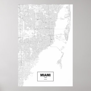 Miami Florida (svarten på vit) Poster