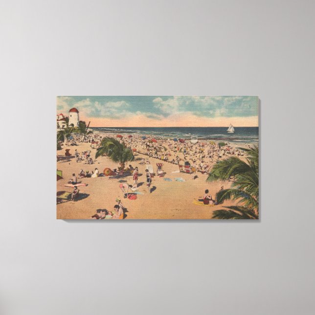 Miami, Florida - The View of Sunbathers at Miami Canvastryck (Framsida)