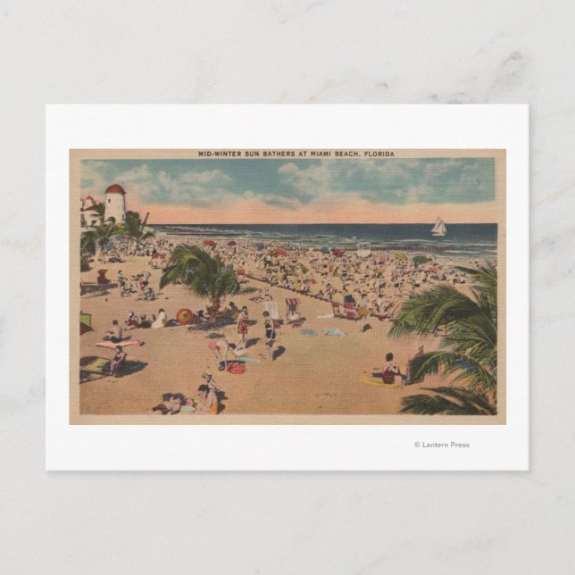 Miami, Florida - The View of Sunbathers at Miami Vykort (Framsida)