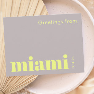 Miami Florida typografisk gul Vykort