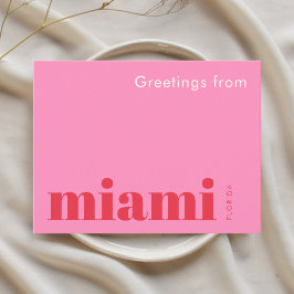 Miami Florida typografisk rosa Vykort