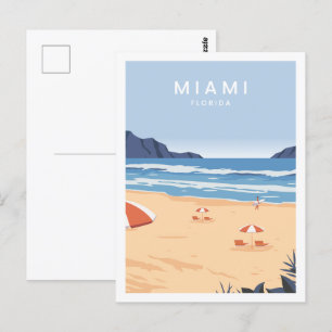 Miami Florida USA Berömd Travel Ställe Illustratio Vykort