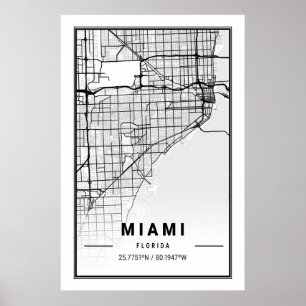 Miami Florida USA Cities Travel City Karta Modern  Poster