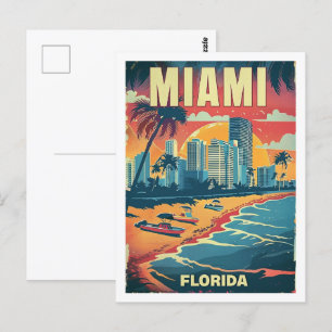 Miami Florida USA Vintage Berömd Travel Ställe Vykort