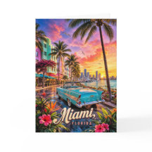 Miami Florida Vattenfront Solnedgång
