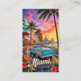 Miami Florida Vattenpromenad Solnedgång Visitkort